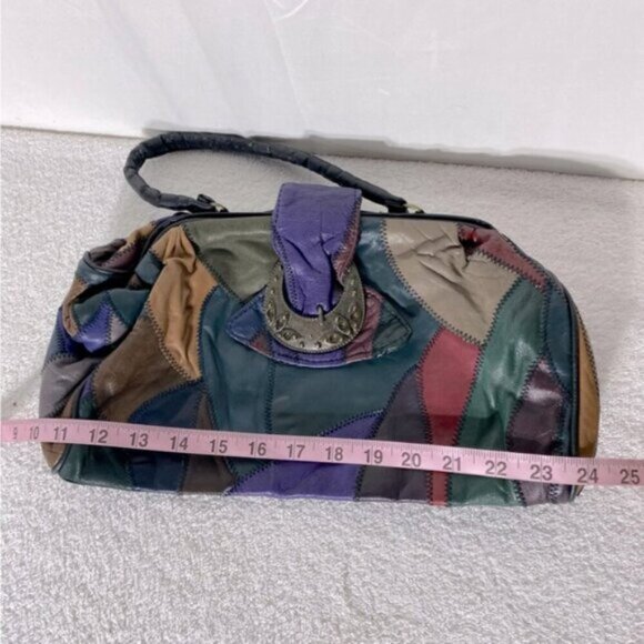 Vintage 90’s Multicolour Patchwork Leather Handbag Purse - Picture 3 of 15